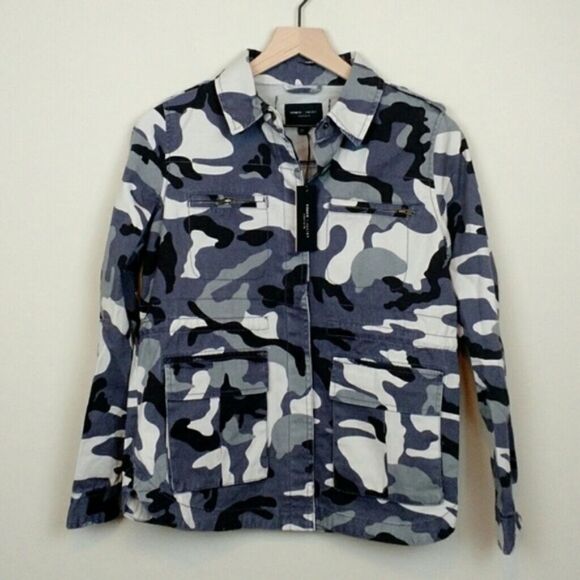 Romeo and Juliet Grey Camo Print Military Jacket Shacket SZ Medium - Picture 2 of 7